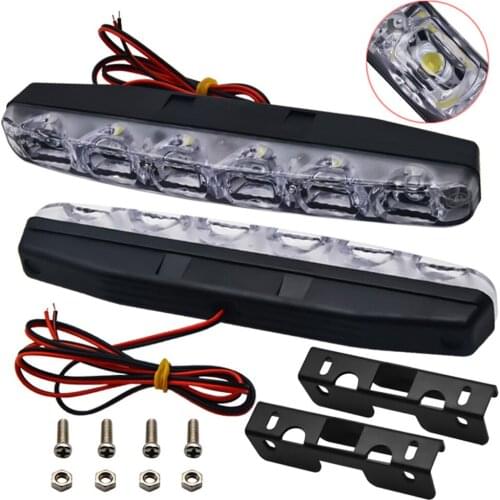 2pcs LED Car Daytime Running Lights DRL 6 LEDs DC 12V 6000K Automobile light Source Car Styling Waterproof