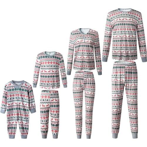 2021 Family Christmas Pajamas Set Print Adult Women Kids Family Matching Clothes Xmas Family Sleepwear 2PCS Sets Top+Pants