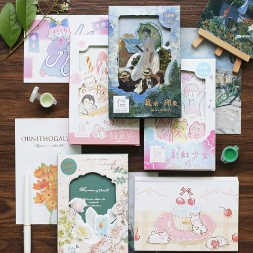 30 Sheets Monet impression series Postcard scenario Greeting Cards Message Card New Year Gifts