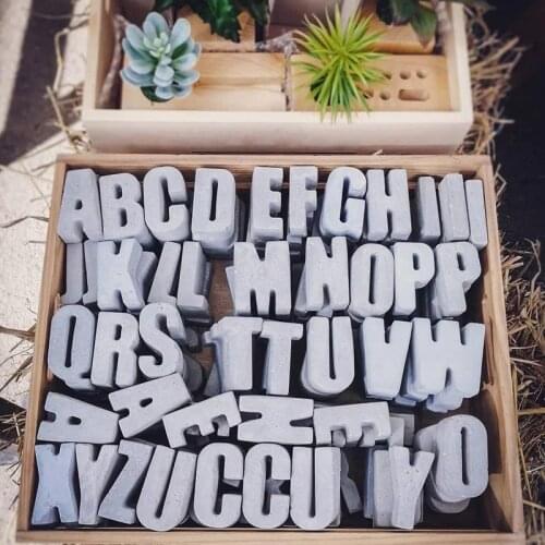 Alphabet Decorative Concrete Molds Silicone Plaster Mold 3D Capital English Letters Cement Mold for MAaking Candle Baking Epoxy