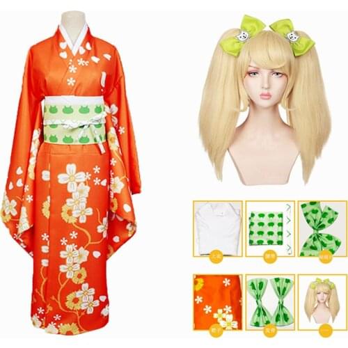 Anime Super Danganronpa 2 Saionji Hiyoko Kimono Cosplay Costume Full Set