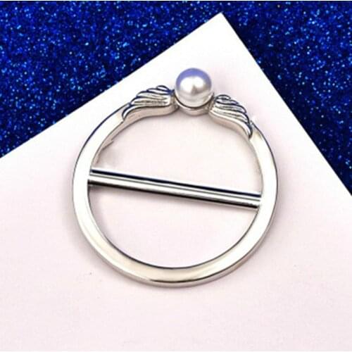 Wings Brooches Pearl Round Brooch Clothes Hem Button For Scarf Rhinestone Brooch Scarf Accessories Jewelry