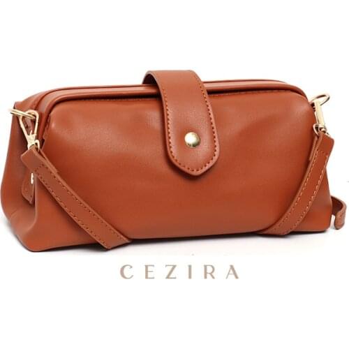 CEZIRA Brand Retro PU Shoulder Handbags For Women Luxury Design Small Frame Doctor Bags Ladies Vegan Leather Crossbody Messenger