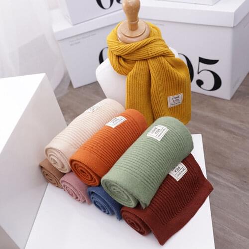 Doitbest 2 to 10 Years old Children autumn solid knitted winter scarf warm KIDS label 2020 Acrylic kid scarves boy girls collar