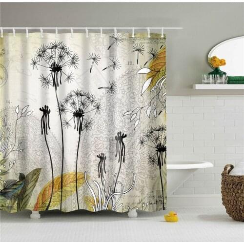 Dandelion Pattern Shower Curtain Waterproof Bath Curtains with 12 Hooks for Bathroom Home Decoration Polyester Fabric Screen