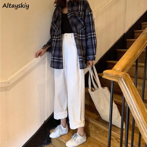 Fall Jeans Women Ulzzang All-match Trendy College Girls Mom Jean High Waisted Fashion Stylish Chic Female Denim Clothing Loose