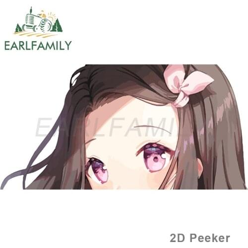 EARLFAMILY 13cm x 6.5cm For Demon Slayer Nezuko Car Assessoires Stickers Vinyl Decal Waterproof Motorcycle Laptop RV Sticker
