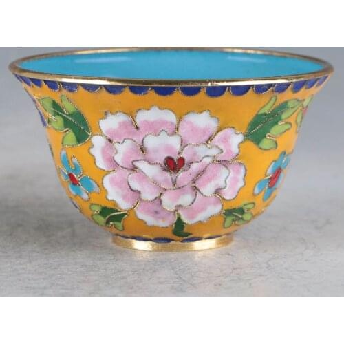 Exquisite Chinese Cloisonne Pure Hand-made Flowers Bowl