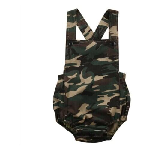 Camouflage Newborn Baby Girl Boy Sleeveless Camo Bodysuit Jumpsuit Sunsuit Outfits 0-18M