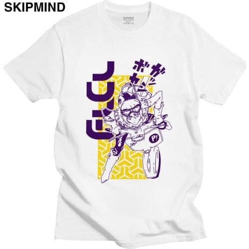 Cool Fooly Cooly T Shirts Men Short Sleeved Summer Japan Anime Haruko Haruhara FLCL T-Shirt O-neck Slim Fit Soft Cotton Tee Gift