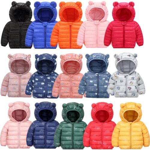 Baby Boys Girls Jackets Kids Light Down Coats Children Clothes Spring Autumn Winter Warm Outwears Ear Hoodies Vests 1-4T