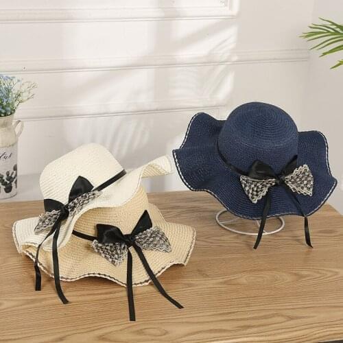 Summer Large Brim Straw Hat Floppy Wide Brim Sun Cap Bowknot Beach Foldable Hats New 2021 Hats For Women