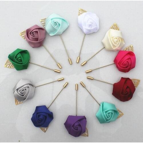 Lovegrace Wedding Boutonnieres Buttonhole Men Corsage Brooch Pins Silk Rose Groom Prom Boutonniere Wedding Boutonniere Flowers