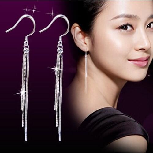 Fashion Pendientes silver color Charm Bridal Jewelry Plata Tassel Earrings for Women Costume Wedding Jewelry Brincos