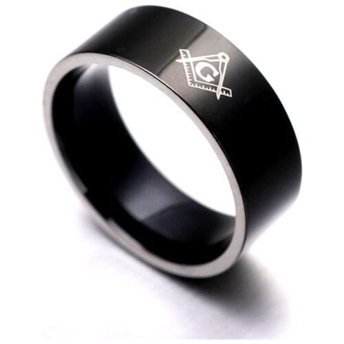 316L Titanium Steel Punk Men Ring Free Mason Freemasonry Masonic Male Vintage Black Brand Ring Jewelry nice gift