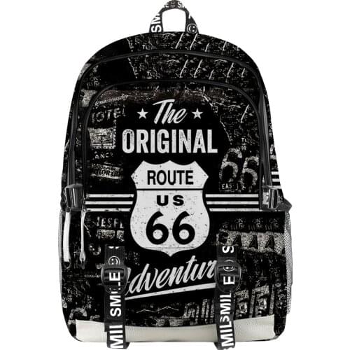 2021 3D New Route 66 Men Women Backpack Oxford School Bag Fashion Style Teenager Girl Child Bag Travel Backpack