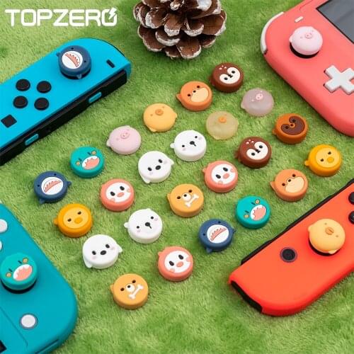 Thumb Grip Cap Joystick Cap For Nintendo Switch/Lite Cute Animal Design Soft Silicone Cover For Switch Joy-Con Button Controller