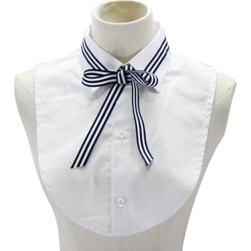 Navy striped bow fake shirt Peter Pan Fake Collar Sweater Jacket false collar laid tie Collier Scottish plaid bow fake collar