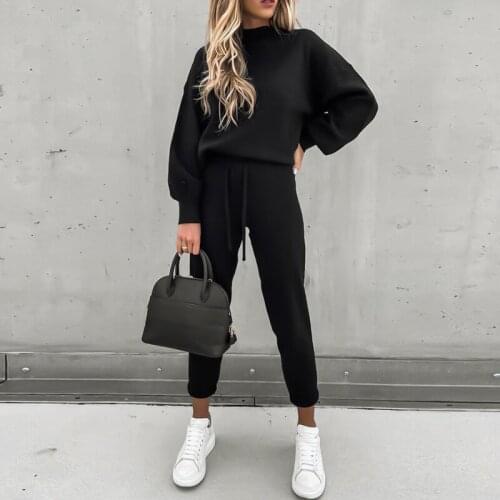 New Women 2 Piece Set Autumn Winter Warm Colorful Long Sleeve Sweatshirt Pants Sportswear Set Tracksuit Womens Clothing 2021