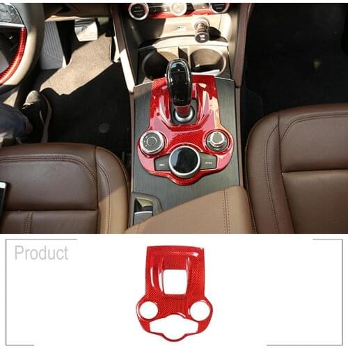 Real Carbon Fiber Car Interior Center Console Gear Shift Panel Cover Trim Accessory For Alfa Romeo Giulia Stelvio 2017 2018 2019