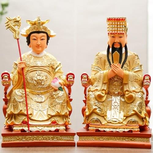 A pair 2PCS Asia Temple Worship HOME efficacious blessing Golden WANG MU YUHUANG DADI Jade Emperor God FENG SHUI statue Large