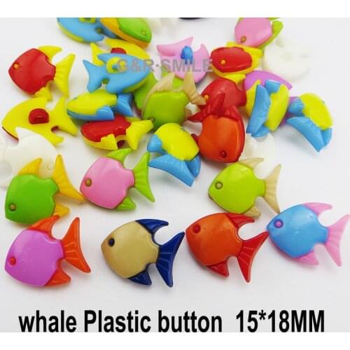 50pcs Animal Fish whale button mixed Dyed Plastic fish buttons coat boots sewing clothes accessory P-249K
