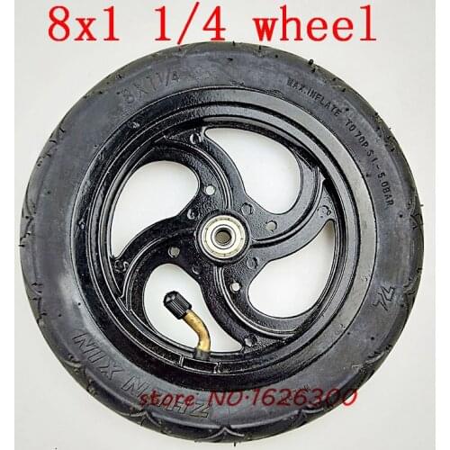 Size 8x1 1/4 tyre 32mm Width Inflated Tube With Aluminium Alloy Hub fits Kickscooter Scooter Wheel Size Wheel 8" Pneumatic Wheel