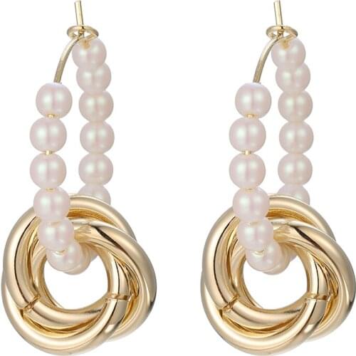 ONYSS Earrings 2021 Trend Pearl Cross Hoops Shape Fashion Luxury Jewelry Statement Drop Dangle Earrings Sets for Women