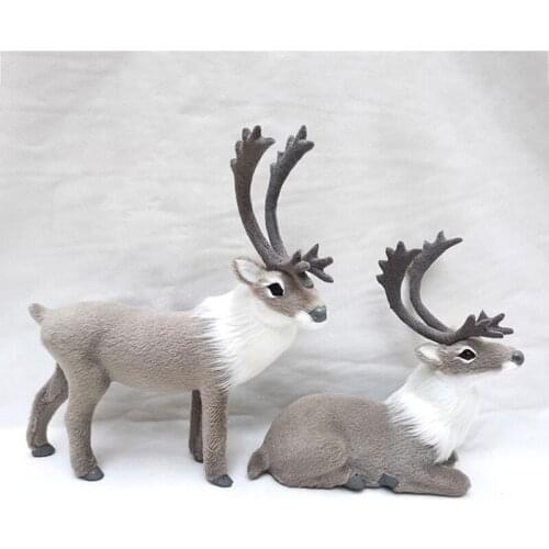 Cute Artificial Simulation Deer For Home Christmas New Year Decor Ornament Kids Gift Photo Props Animal Model Decroation