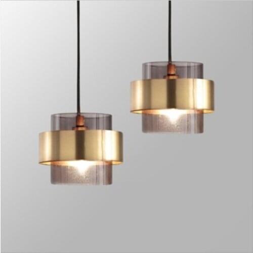 Modern gold Cylindrical glass led pendant lights nordic Living Room Dining Room lustre kitchen Hanging Lamp home decor fixtures