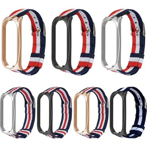 Canvas Woven Replacement Watchband For Xiaomi Mi Band 5/6 Smart Watch Fashion Soft Nylon Strap Band Casual Sport Wrist Band