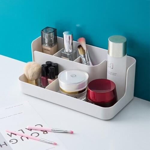 3-color multi grid cosmetic storage box plastic desktop sorting box makeup box storage box