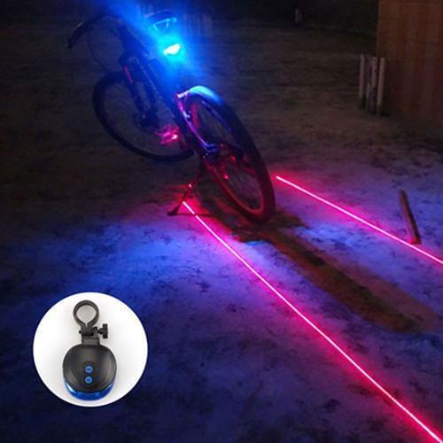 Bike 2 Laser+5 LED Flashing Lamp Rear Cycling Bicycle Tail Safety Warning Light Bicycle Exterior Accessories