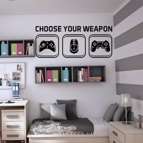 Choose Your Weapon Gamepad Mouse Controller Wall Decal Vinyl Home Decor For Kids Boys Room Playroom Game Room Sticker Mural A675