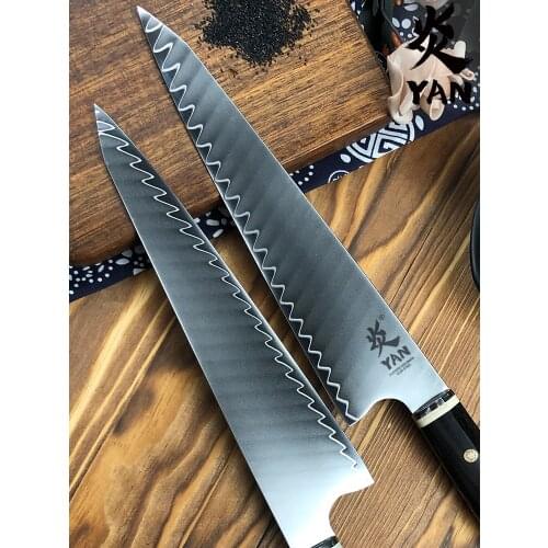 YANREN 8 inch Professional Japanese Santoku Chef knife 9CR18 Stainless Steel Kitchen Knives Cleaver Slicer Kitchen cooking