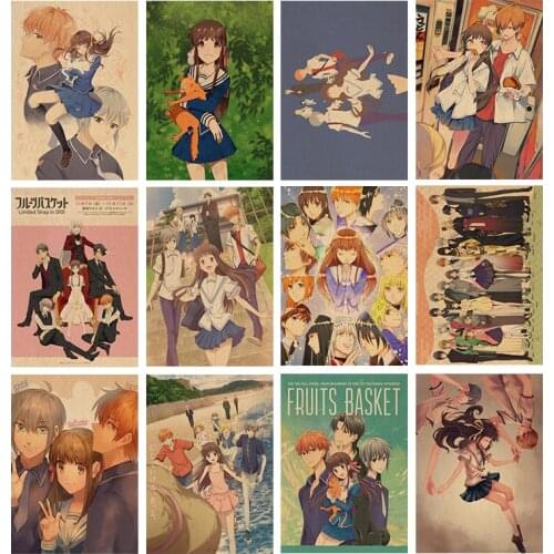 Japanese anime canvas painting vintage fruit basket posters and prints print art mural pictures bedroom home wall decoration