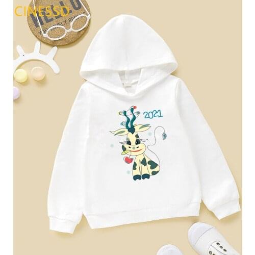 Funny Hoodie Kids Clothes Strawberry Cow 2021 Graphic Sweatshirt Girls/Boys Harajuku Kawaii Children Clothing Birthday Gift Tops