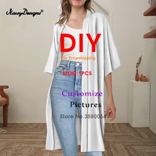 Noisydesigns Custom Womens Trench Coat Cardigan Office Lady Spring Autumn Girls Outwear Tops Suits Plus Size 4XL Dropshipping