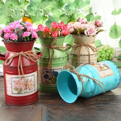 1Pcs Iron Vase Flower Pot Flower Basket Vintage Flower Vase Decoration Home Nordic Craft Decoration Drop Shipping