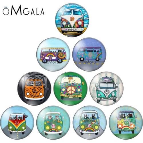 Cartoon Art Cat with Bus 10pcs 10mm/12mm/14mm/16mm/18mm/20mm/25mm Round photo glass cabochon demo flat back Making findings