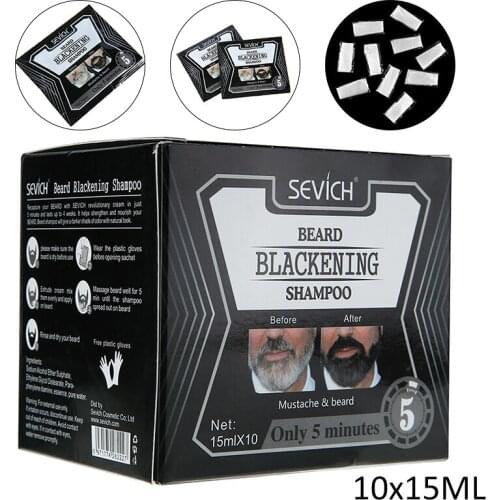15ml Mens Beard Colouring Dye Tint Cream Moustache Blackening Shampoo Nourishing Beard Hair Color Dye Shampoo
