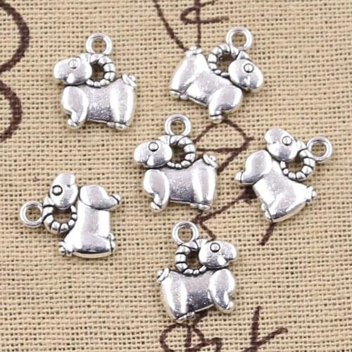 15pcs Charms Sheep Lamb 14x13mm Antique Silver Color Plated Pendants Making DIY Handmade Tibetan Silver Color Finding Jewelry