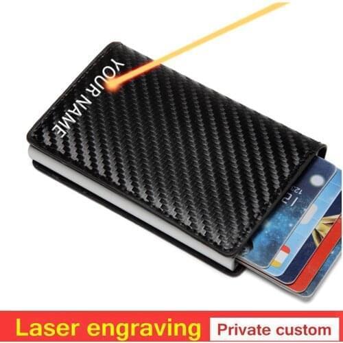2021 Carbon Fiber Card Holder Wallets Men Brand Rfid Black Magic Trifold Leather Slim Mini Wallet Small Money Bag Male Purses