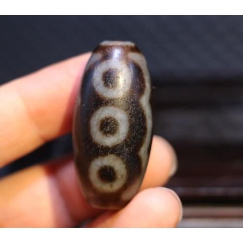 3A+ Magic Power Tibetan old Agate Unique Pattern 7 Eye Big Drum dZi Bead Amulet Pendant Talisman Timestown UPD24kk24rb