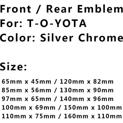 3D ABS Chrome Car Front Head Hood Bonnet Rear Tail Bumper Trunk Boot Mark Badge Emblem Logo For Toyota Car Styling Accessories