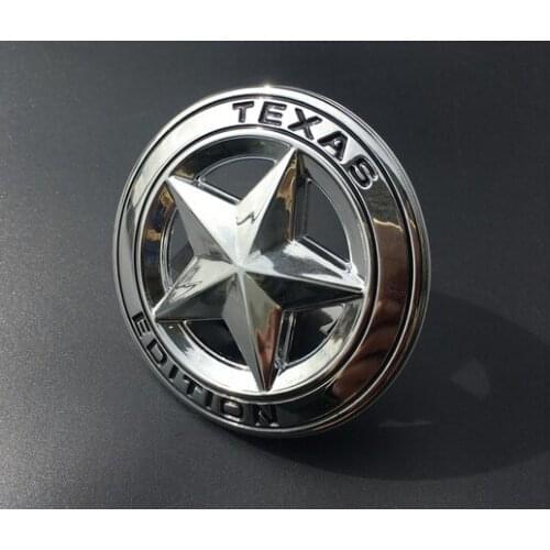 3D Metal Silver Texas Edition Star Flag Car Trunk Emblems Badge Decal Sticker Car Accessories 76mm Car Decor Decorations