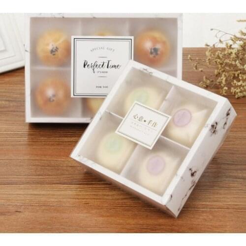 4/6 Cupcakes Marble Drawer Cake Paper Box with Clear Cover Wedding Party Cookies Box Gift Box For Cupcake Box and Packaging