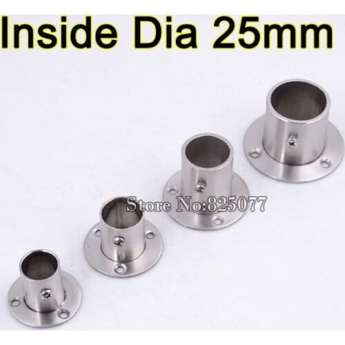 4 PCS Stainless Steel Flange Closet Rod Flange Socket Inside Dia 25mm Pole Fixed Base Accessories KF799