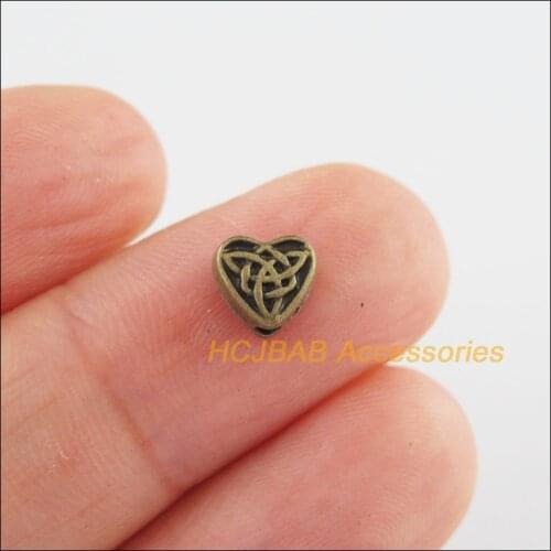 60 New Chinese Knot Charms Antiqued Bronze Tone Flower Heart Spacer Beads 6mm