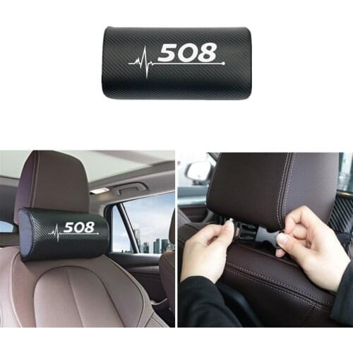 1pcs car neck pillows both side pu leather single headrest for Peugeot 508 Accessories Car Styling